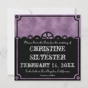 Save The Date Clockwork Silhouette, 5,25 po x 5,25 po enregistre