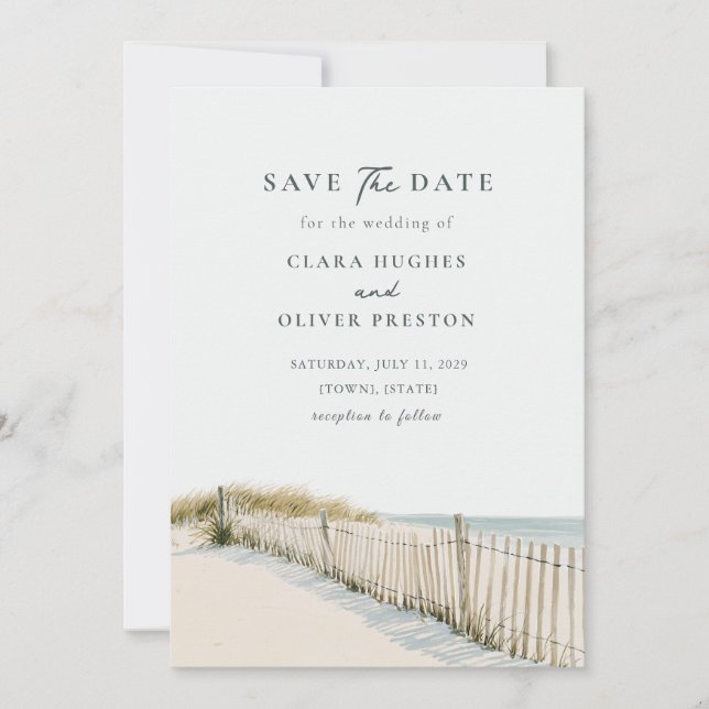 Save The Date Clôture de dune Herbe de mer Cape Cod Mariage sur  (Devant)