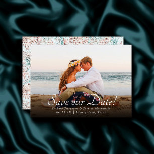 Save The Date Coastal Chic   Mariage photo Turquoise et Coral Re