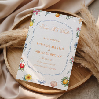 Save The Date Coastal Citrus Floral Announcement