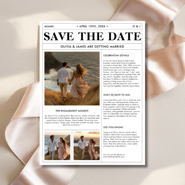 Save The Date Coastal Cliff Sunset 3 Mariage photo journal (Créateur téléchargé)