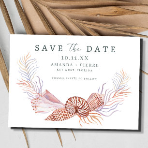 Save The Date Coastal Seashell Beach Wedding Enregistrer la date