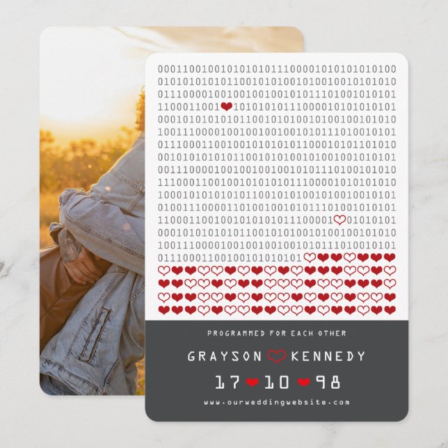 Save The Date Code Binaire Simple Photo de Geek Programmé Pour l (Devant / Derrière)