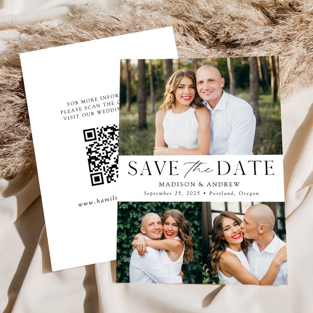 Save The Date Code QR 3 photos élégant moderne (Créateur téléchargé)