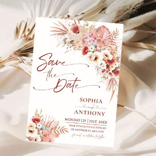 Save The Date Code QR Boho Mariage Photo Terre d'Ombre Brûlée