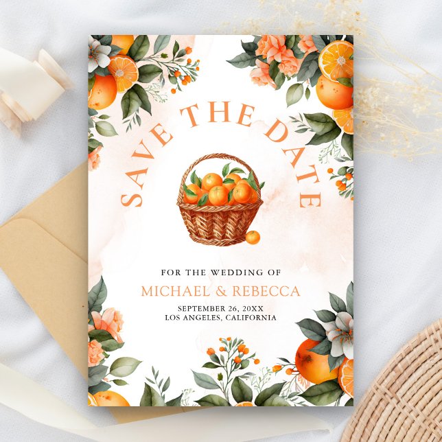 Save The Date Code QR Citrus Orange Mandarine Photo Mariage (Créateur téléchargé)