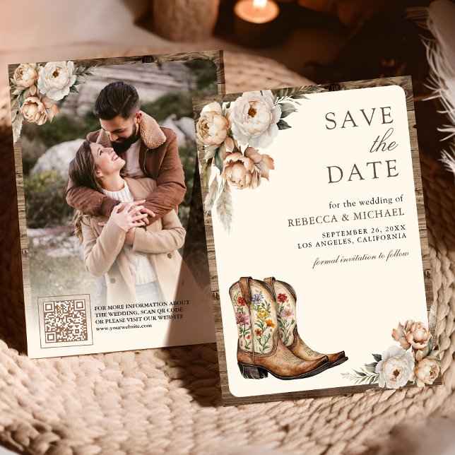 Save The Date Code QR de chaussures de cow-boy occidentales pour (Créateur téléchargé)