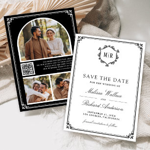 Save The Date Code QR de collage photo de monogramme mariage noi