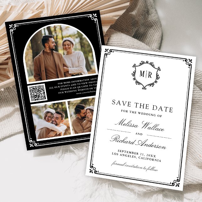 Save The Date Code QR de collage photo de monogramme mariage noi (Créateur téléchargé)
