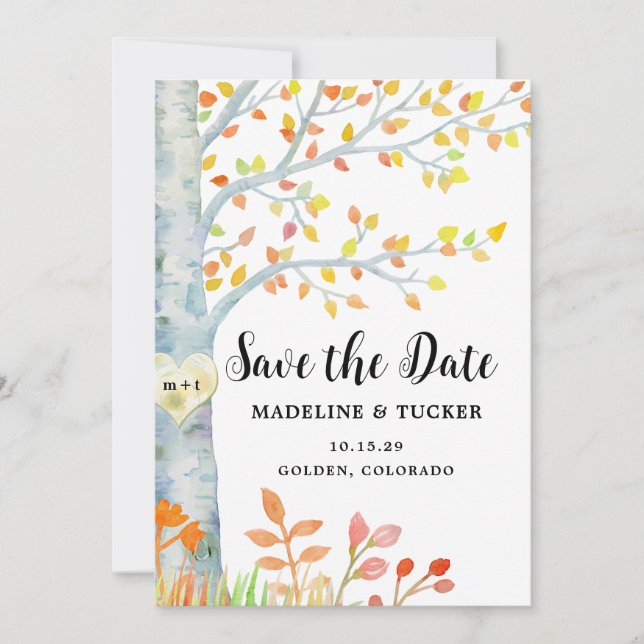 Save The Date Code QR de Date de Rustique Feuilles d'Automne  (Devant)