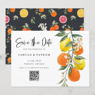 Save The Date Code QR de l'orange botanique et du citron Enregis