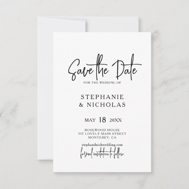Save The Date Code QR de mariage à typographie moderne (Devant)