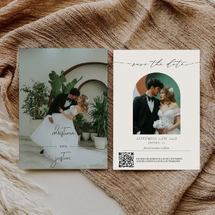 Save The Date Code QR de mariage avec écriture minimaliste moder