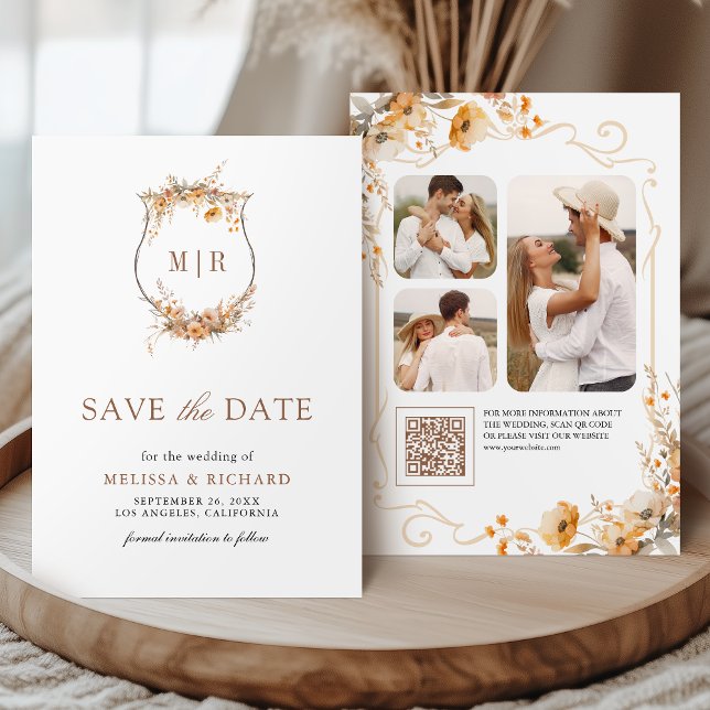 Save The Date Code QR de mariage Crête de fleur sauvage d'automn (Créateur téléchargé)