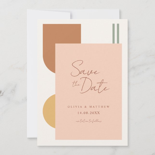 Save The Date Code QR de mariage d'arc en terre cuite bohème col (Devant)