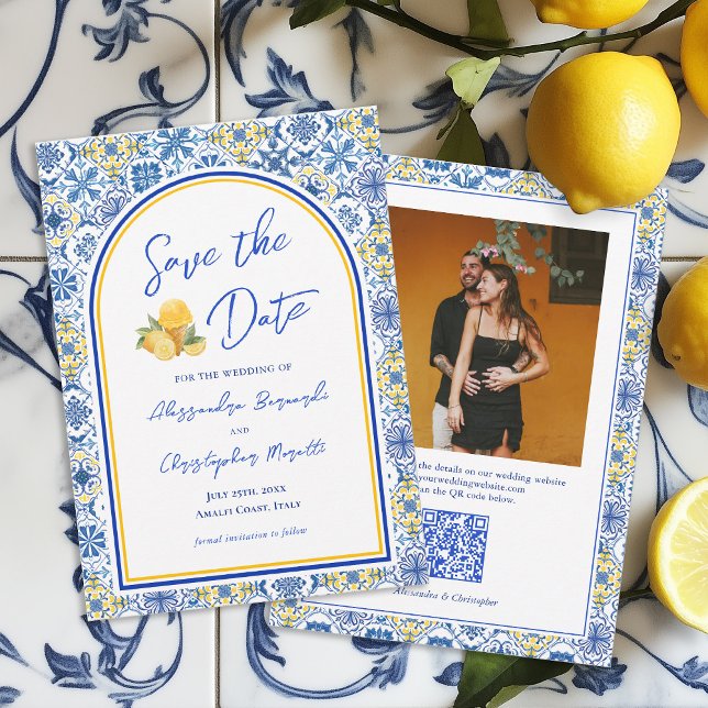 Save The Date Code QR de mariage de destination d'été italien (Créateur téléchargé)