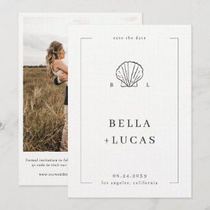 Save The Date Code QR de mariage Monogramme de coquillage côtier