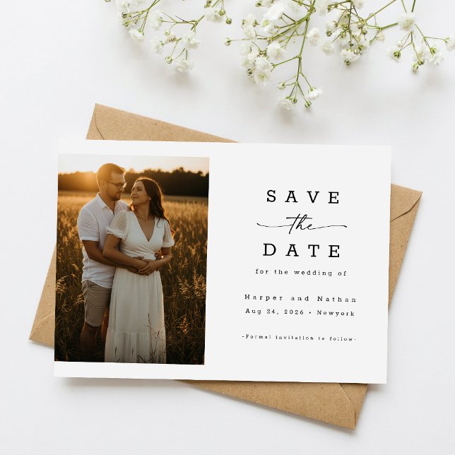 Save The Date Code QR de mariage photo moderne élégant simple (Créateur téléchargé)