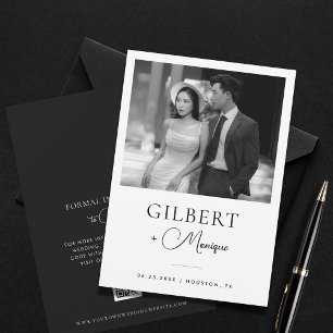 Save The Date Code QR de mariage photo noir blanc avec polices o