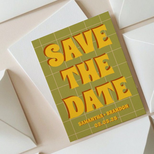 Save The Date Code QR de mariage rétro funky gras & brillant boh (Créateur téléchargé)