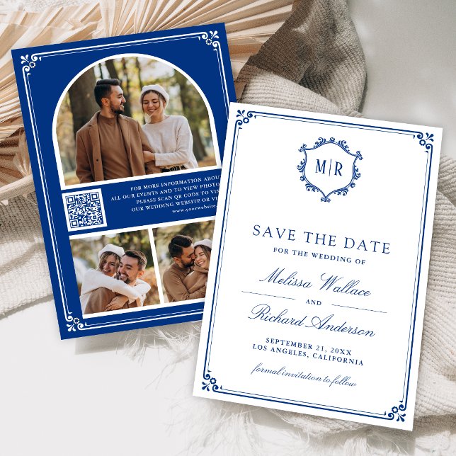 Save The Date Code QR de monogramme Photo Collage Mariage Royal  (Créateur téléchargé)