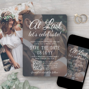 Save The Date Code QR de photo de réception de mariage reportée