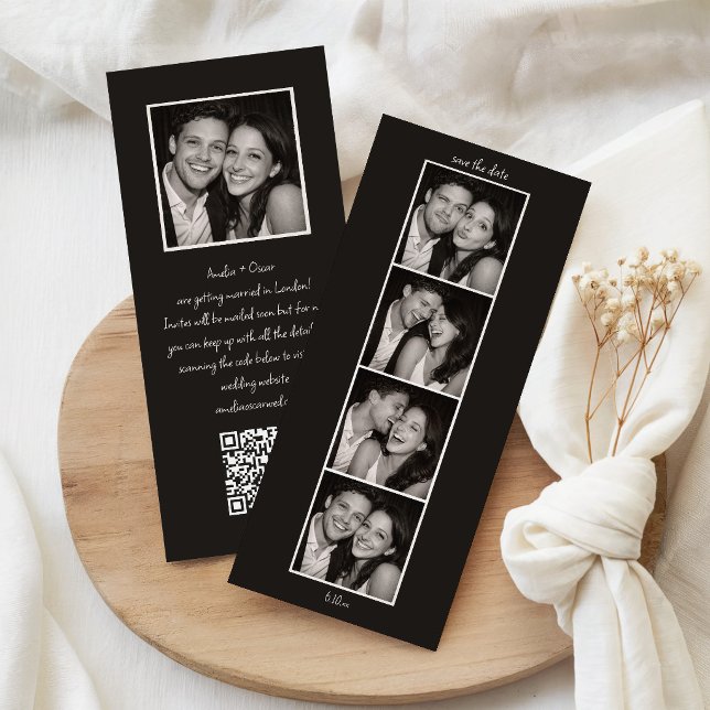 Save The Date Code QR de Photobooth de Mariage Moderne Noir (Créateur téléchargé)