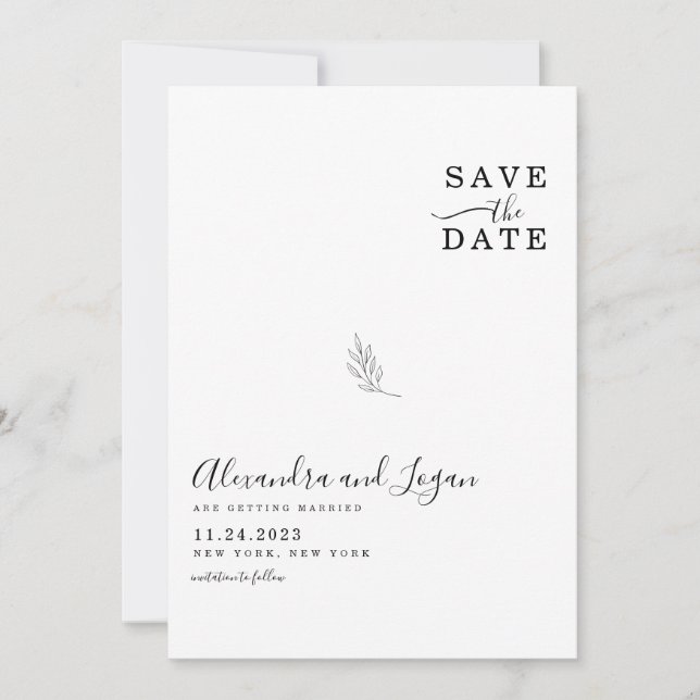Save The Date Code QR de script de signature noir et blanc chic (Devant)