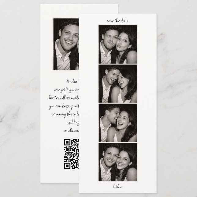 Save The Date Code QR de stand photo de mariage moderne et éléga (Devant / Derrière)