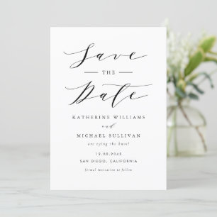 Save The Date Code QR du Mariage de script minimaliste noir