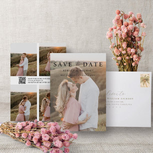 Save The Date Code QR Élégant minimaliste Script 5 Mariage photo