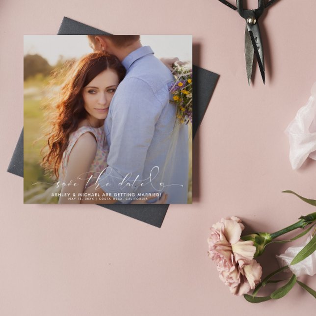 Save The Date Code QR Élégante Typographie de script 3 Mariage p (Save the Date Cards 💌📆)