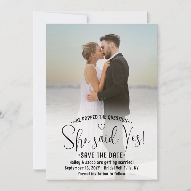 Save The Date Code QR Elle a dit oui ! Fiançailles de mariage 2  (Devant)