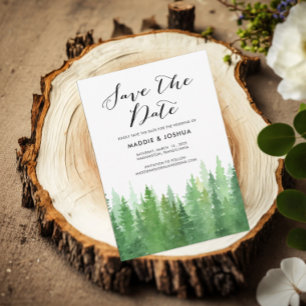Save The Date Code QR forêt aquarelle rustique à feuilles persis