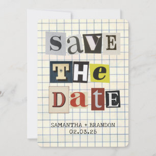 Save The Date Code QR lettre collage papier gras Rétro 