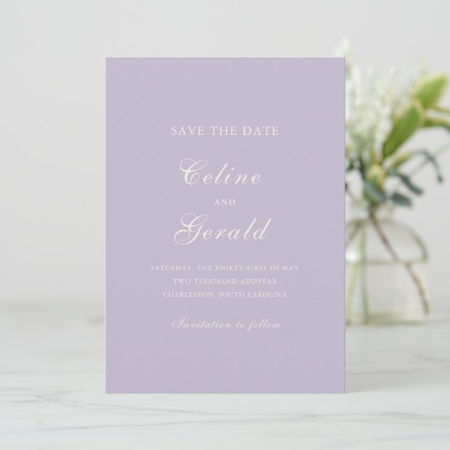 Save The Date Code QR lilas classique Mariage élégant (Debout devant)