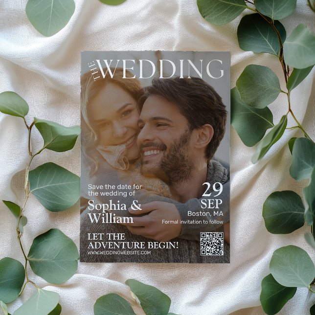 Save The Date Code QR Magazine Photo Mariage Drôle (Créateur téléchargé)