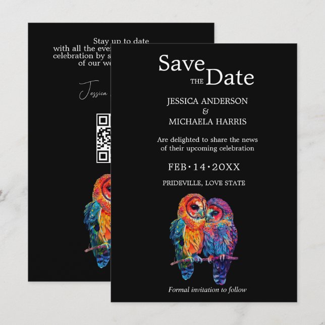 Save The Date 🌈 code QR mariage LGBTQ Eternal Unity (Devant / Derrière)