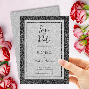 Save The Date Code QR Mariage noir floral