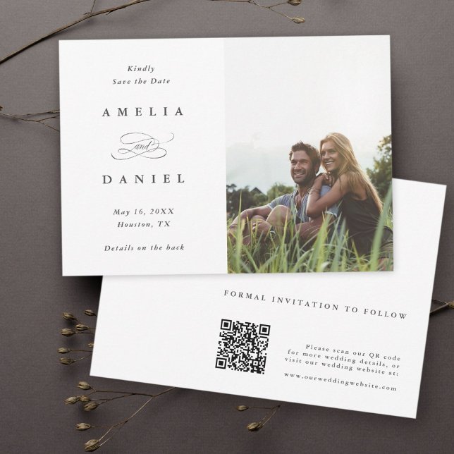 Save The Date Code QR Mariage photo moderne Enregistrer la date (Créateur téléchargé)