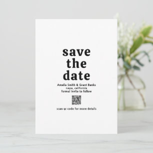 Save The Date Code QR noir et blanc de police rétro pour un mari