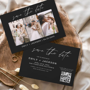 Save The Date Code QR noir et blanc Enregistrer la date Modern 3
