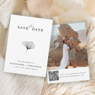 Save The Date Code QR photo botanique minimaliste