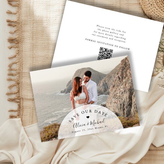 Save The Date Code QR photo de mariage moderne minimal (Créateur téléchargé)