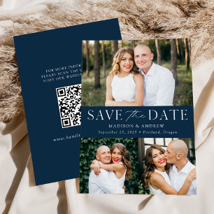 Save The Date Code QR photo de Navy Moderne 3