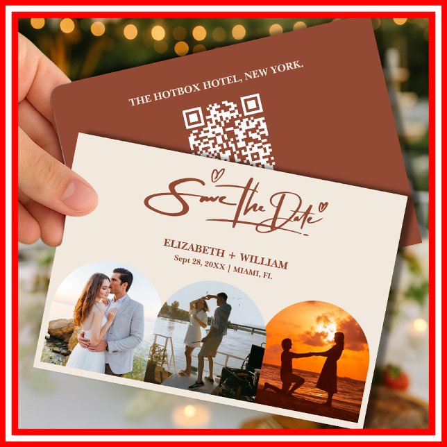Save The Date Code QR photo orange brûlée mariage élégant (Créateur téléchargé)