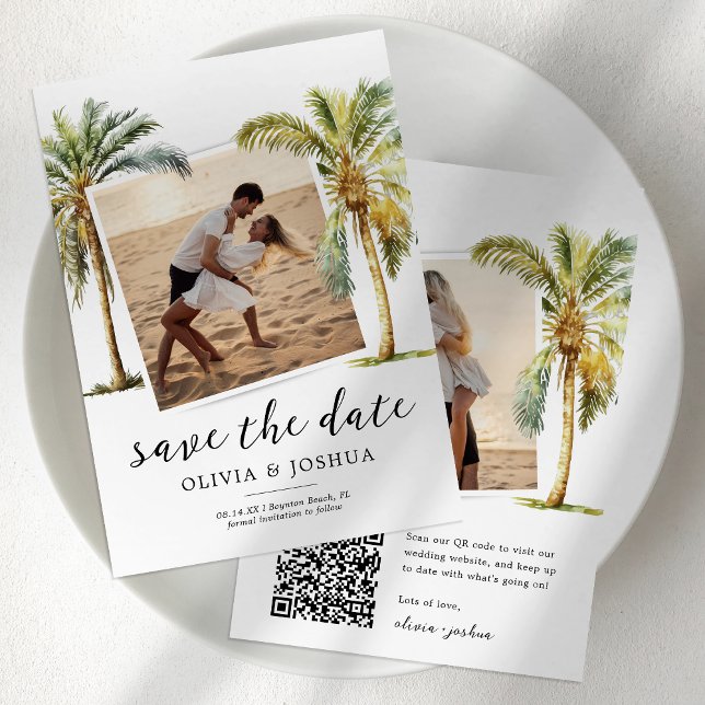 Save The Date Code QR Plage Tropicale Économisez La Date (Créateur téléchargé)