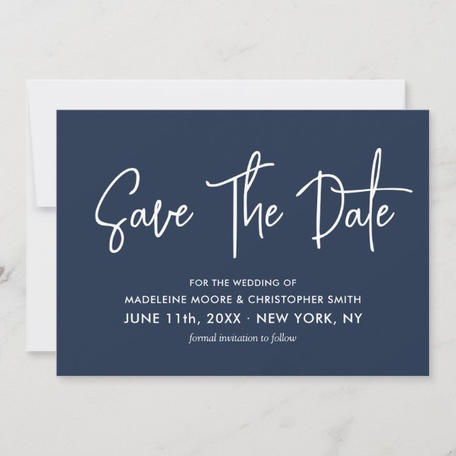 Save The Date Code QR scannable Marine bleu moderne (Devant)