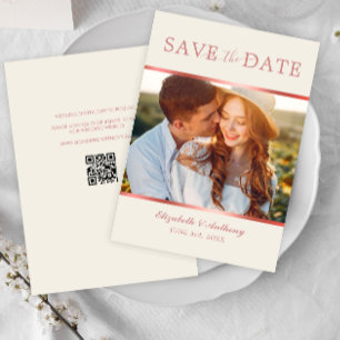 Save The Date Code QR simple Rose Gold Photo