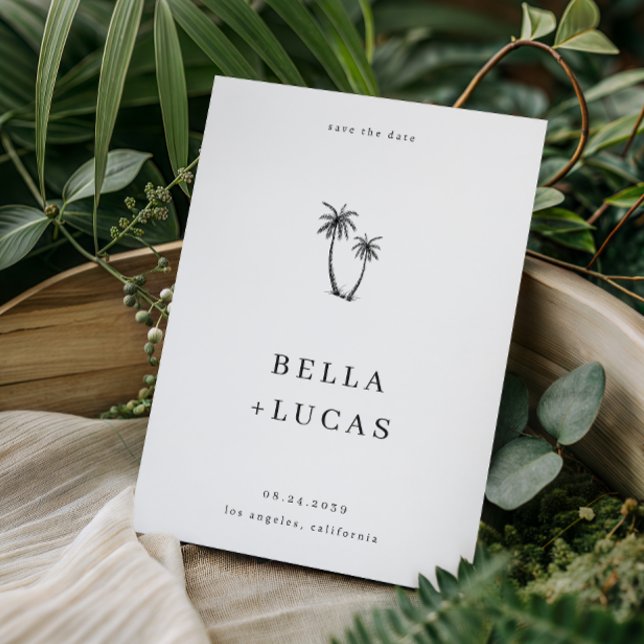 Save The Date Code QR Tropical Arbre à Palmes Dessiné à la Main  (Créateur téléchargé)